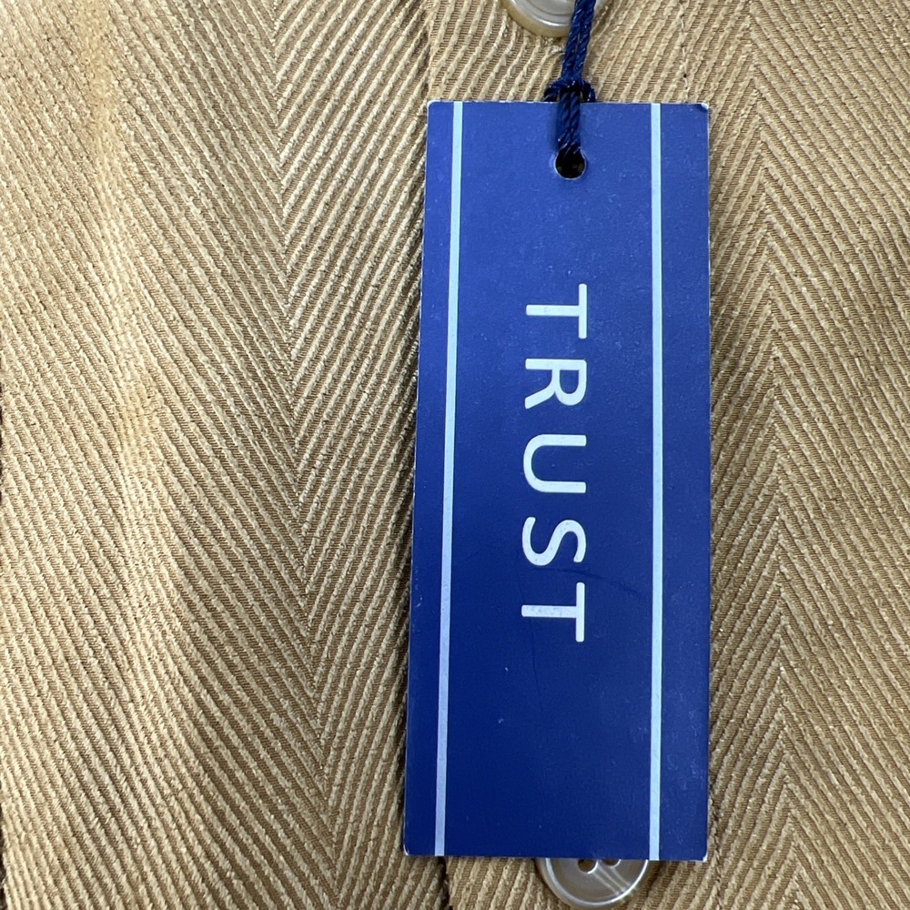 NWT Trust Mens Tan Long Sleeve Button Up Business Shirt Size Medium - Picture 5 of 13